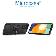 Microcase Samsung Galaxy A73 5G Batman Serisi Yüzük Standlı Armor Kılıf - Siyah