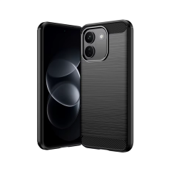 Microcase Xiaomi Redmi Note 17 5G ile Uyumlu Brushed Carbon Fiber Silikon Kılıf - Siyah AL3332