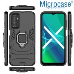 Microcase Samsung Galaxy M13 4G Batman Serisi Yüzük Standlı Armor Kılıf - Siyah