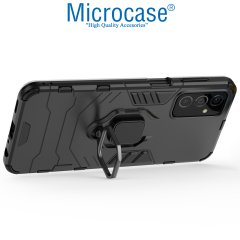 Microcase Samsung Galaxy M13 4G Batman Serisi Yüzük Standlı Armor Kılıf - Siyah