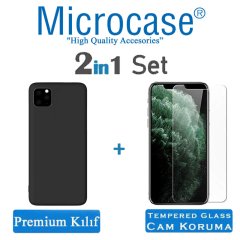 Microcase iPhone 11 Pro Premium Matte Silikon Kılıf + Tempered Glass Cam Koruma