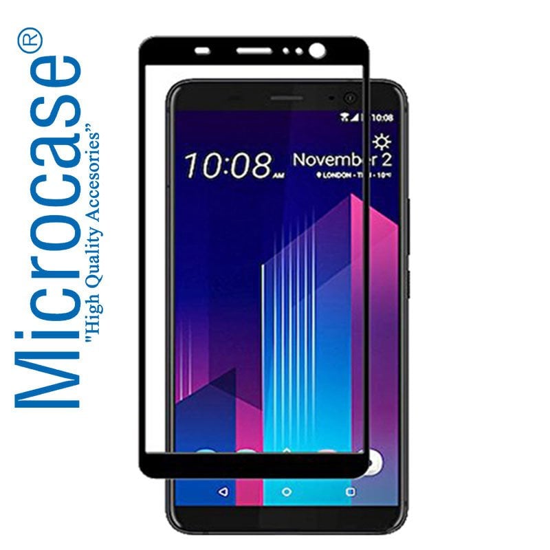 HTC U11 Plus Tam Kaplayan Çerçeveli Tempered Ekran Koruyucu
