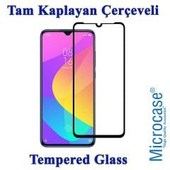Microcase Xiaomi Mi CC9e - Mi A3 Ultra İnce 0.2 mm Soft Silikon Kılıf + Tam Kaplayan Çerçeveli Cam