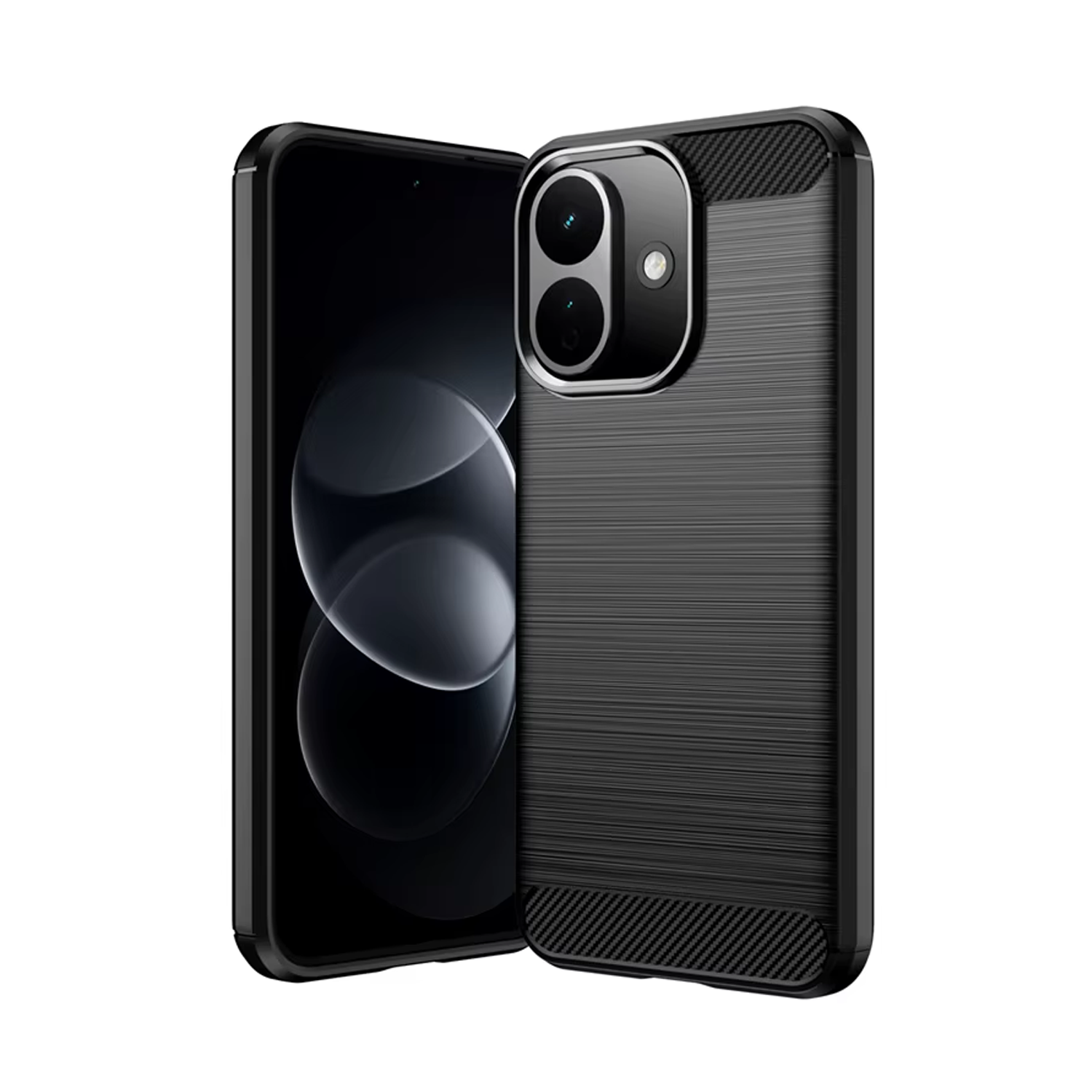 Microcase Xiaomi Redmi Note 17 Pro Max 5G / Poco X8 Power 5G ile Uyumlu Brushed Carbon Fiber Silikon Kılıf - Siyah AL3332