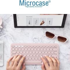 Microcase Lenovo IdeaPad Pro (2025) TB375FC 12.7 inch Tablet için Bluetooth Klavye + Mouse + Tablet Standı - AL45150 Pembe