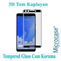 Google Pixel 3 3D Curved Tam Kaplayan Tempered Glass Cam - Siyah