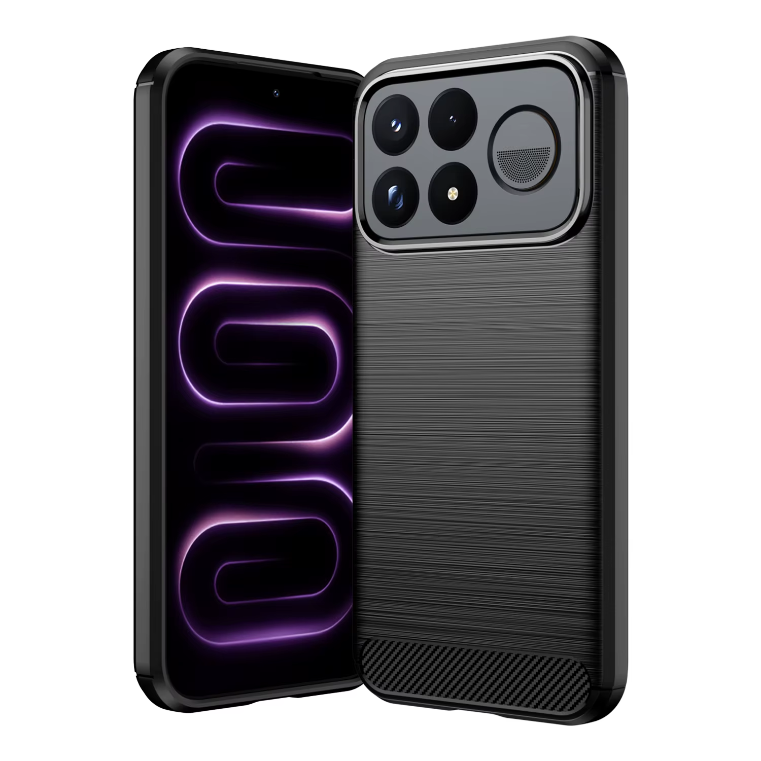 Microcase Xiaomi Poco F9 Ultra / Redmi K100 PRO MAX ile Uyumlu Brushed Carbon Fiber Silikon Kılıf - Siyah AL3332