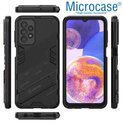 Microcase Samsung Galaxy A73 5G Matrix Serisi Armor Standlı Perfect Koruma Kılıf - Siyah