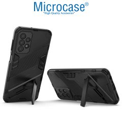 Microcase Samsung Galaxy A73 5G Matrix Serisi Armor Standlı Perfect Koruma Kılıf - Siyah