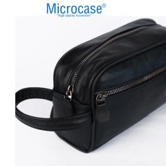Microcase Unisex 2 Gözlü Günlük Portföy Tıraş Makyaj   Kuzu Derisi El Çantası-AL4433