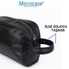 Microcase Unisex 2 Gözlü Günlük Portföy Tıraş Makyaj   Kuzu Derisi El Çantası-AL4433
