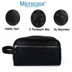 Microcase Unisex 2 Gözlü Günlük Portföy Tıraş Makyaj   Kuzu Derisi El Çantası-AL4433