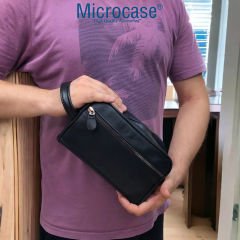 Microcase Unisex 2 Gözlü Günlük Portföy Tıraş Makyaj   Kuzu Derisi El Çantası-AL4433