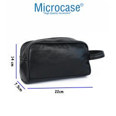 Microcase Unisex 2 Gözlü Günlük Portföy Tıraş Makyaj   Kuzu Derisi El Çantası-AL4433