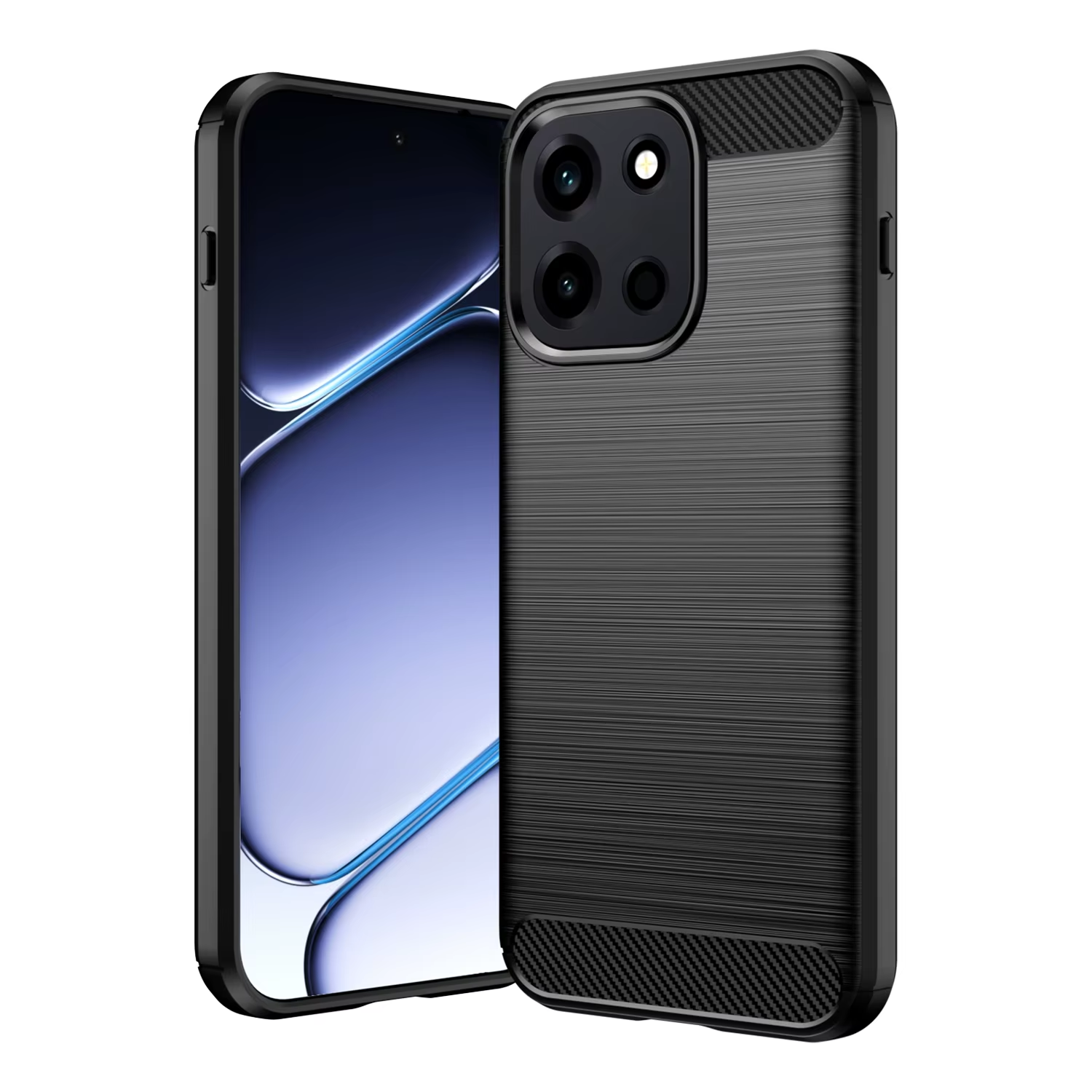 Microcase OnePlus Nord 6 5G ile Uyumlu Brushed Carbon Fiber Silikon Kılıf - Siyah AL3332