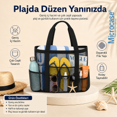 Microcase 5 Gözlü Kum Tutmayan Hafif Plaj Kumsal Havuz Tatil Çantası 1 AD AL5633