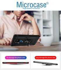 Microcase Huawei Mate 20 Anka Serisi Yüzük Standlı Armor Kılıf Siyah + Tempered Glass Cam Koruma (SEÇENEKLİ)
