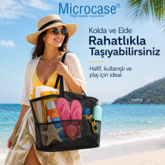 Microcase 5 Gözlü Kum Tutmayan Hafif Plaj Kumsal Havuz Tatil Çantası 2 AD AL5633