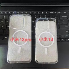Microcase Xiaomi 13 Global için Magsafe Manyetik Darbeye Dayanıklı Yarı Esnek Plastik TPU Şeffaf Kılıf - AL8115