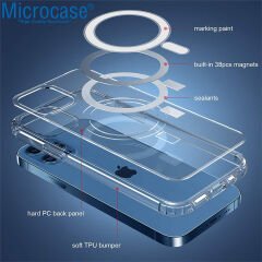 Microcase Xiaomi 13 Global için Magsafe Manyetik Darbeye Dayanıklı Yarı Esnek Plastik TPU Şeffaf Kılıf - AL8115