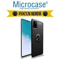 Microcase Samsung Galaxy Note 10 Lite - A81 - M60S Ultra Focus Serisi Yüzük Standlı Silikon Kılıf - Siyah