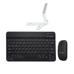 Lenovo Tab M10 Plus TB125FU 10.61 inch 3.Nesil Tablet için Bluetooth Klavye (TR Sticker) + Bluetooth Mouse + Tablet Standı AL2765