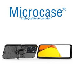 Microcase Vivo Y35 Batman Serisi Yüzük Standlı Armor Kılıf - Siyah AL3349