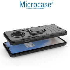 Microcase OnePlus 7T Batman Serisi Yüzük Standlı Armor Kılıf - Siyah