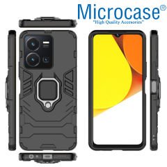 Microcase Vivo Y35 Batman Serisi Yüzük Standlı Armor Kılıf - Siyah AL3349