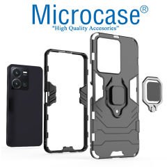 Microcase Vivo Y35 Batman Serisi Yüzük Standlı Armor Kılıf - Siyah AL3349