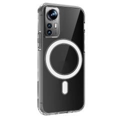 Microcase Xiaomi 12 /12X / 12S için Magsafe Manyetik Darbeye Dayanıklı Yarı Esnek Plastik TPU Şeffaf Kılıf - AL8115