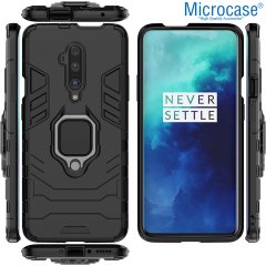 Microcase OnePlus 7T Pro Batman Serisi Yüzük Standlı Armor Kılıf - Siyah