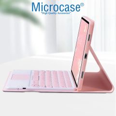 Microcase Samsung Galaxy Tab S9 FE SM-X510 ile uyumlu Bluetooth Touchpad Klavye + Standlı Kılıf - BKK5 Pembe