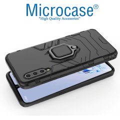 Microcase Xiaomi Mi 9 Pro Batman Serisi Yüzük Standlı Armor Kılıf - Siyah + Tempered Glass Cam Koruma