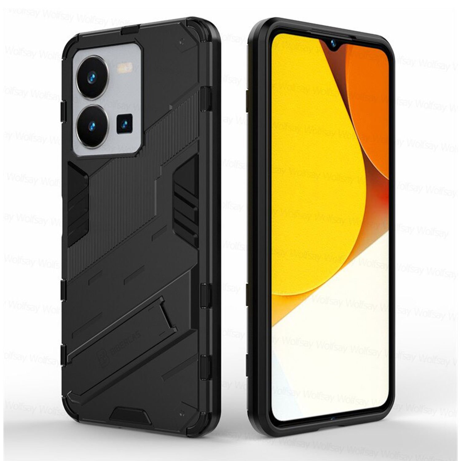 Microcase Vivo Y22S /Vivo Y22 4G /Vivo Y35 Matrix Serisi Armor Standlı Perfect Koruma Kılıf - Siyah AL3416