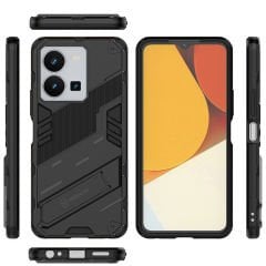 Microcase Vivo Y22S /Vivo Y22 4G /Vivo Y35 Matrix Serisi Armor Standlı Perfect Koruma Kılıf - Siyah AL3416