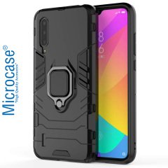 Microcase Xiaomi Mi 9 Lite Batman Serisi Yüzük Standlı Armor Kılıf - Siyah