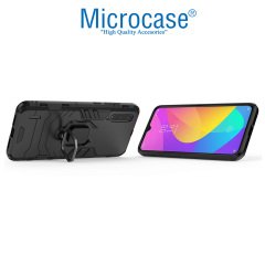 Microcase Xiaomi Mi 9 Lite Batman Serisi Yüzük Standlı Armor Kılıf - Siyah