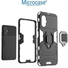 Microcase Xiaomi Redmi Note 11R (Global) Batman Serisi Yüzük Standlı Armor Kılıf - Siyah AL3349