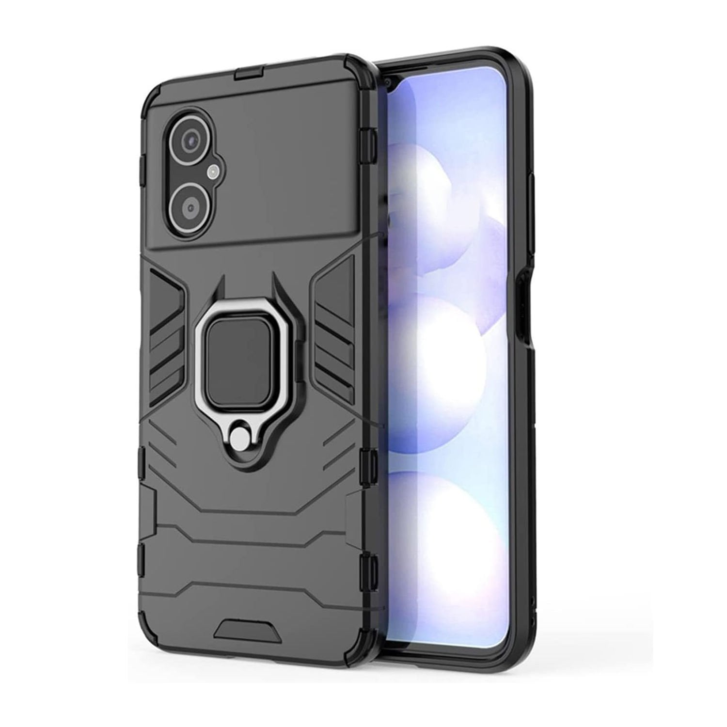 Microcase Xiaomi Redmi Note 11R (Global) Batman Serisi Yüzük Standlı Armor Kılıf - Siyah AL3349