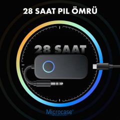 Microcase Ses Alıcı Verici Bluetooth Dönüştürücü  5.4 – 2’si 1 Arada AUX Adaptör, USB-C Şarj,Araç & Ev Hoparlör için Kablosuz Müzik Adaptörü - AL5781