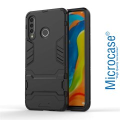 Microcase Huawei P30 Lite - Nova 4e Alfa Serisi Armor Standlı Perfect Protect Koruma Kılıf + Tam Kaplayan Çerçeveli Cam Ekran Koruma