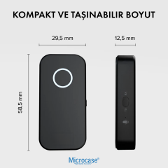 Microcase Ses Alıcı Verici Bluetooth Dönüştürücü  5.4 – 2’si 1 Arada AUX Adaptör, USB-C Şarj,Araç & Ev Hoparlör için Kablosuz Müzik Adaptörü - AL5781