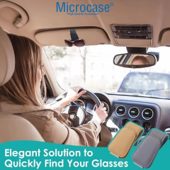 Microcase Universal Suni Deri Oto Güneş Gözlük Tutucu Askılık Mıknatıslı - AL5240
