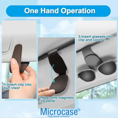 Microcase Universal Suni Deri Oto Güneş Gözlük Tutucu Askılık Mıknatıslı - AL5240