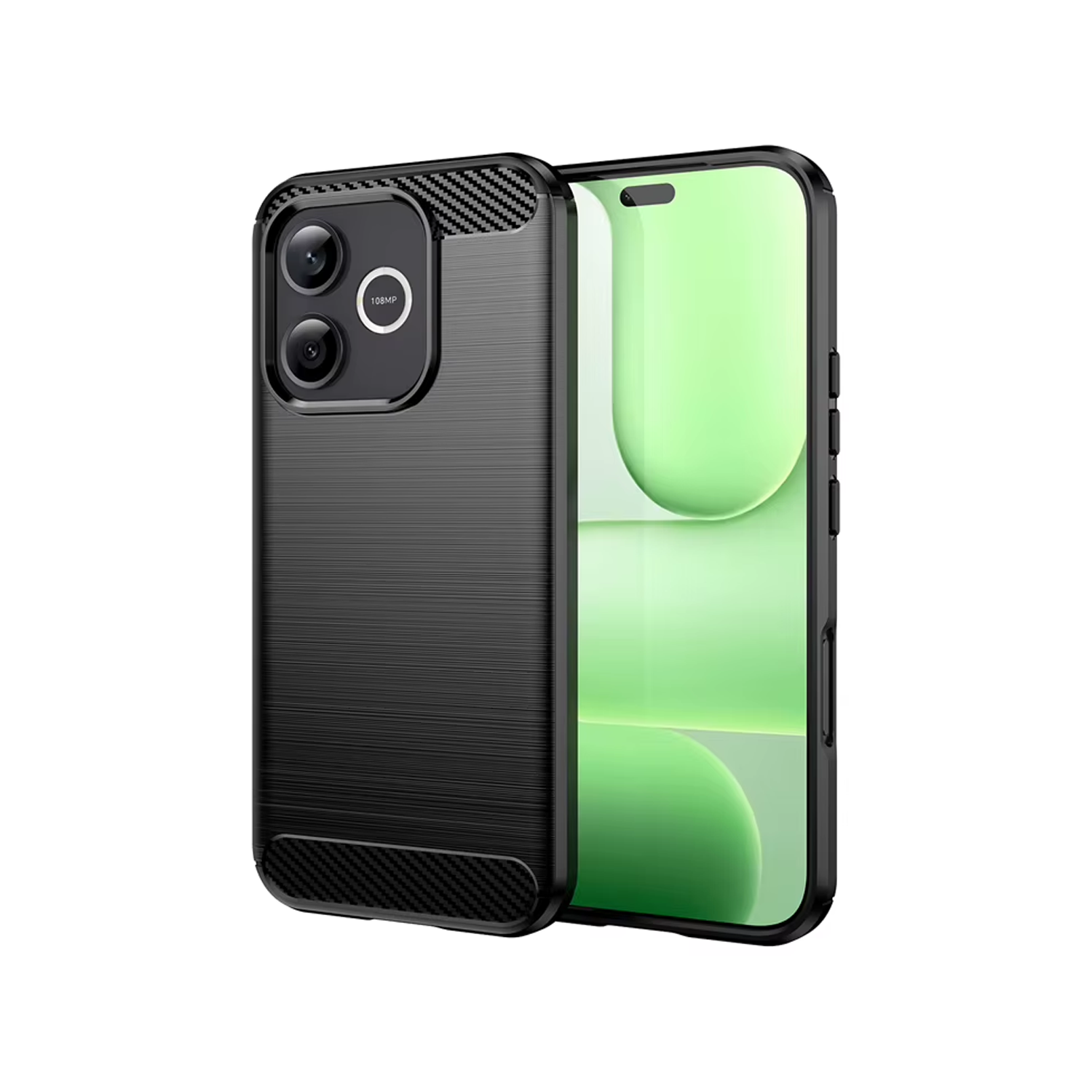 Microcase Honor 600 Lite ile Uyumlu Brushed Carbon Fiber Silikon Kılıf - Siyah AL3332