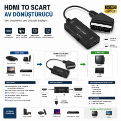 Microcase HDMI to SCART PAL NTSC Destekli 1080P AV Dönüştürücü Çevirici Adaptör AL5765