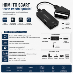 Microcase HDMI to SCART PAL NTSC Destekli 1080P AV Dönüştürücü Çevirici Adaptör AL5765