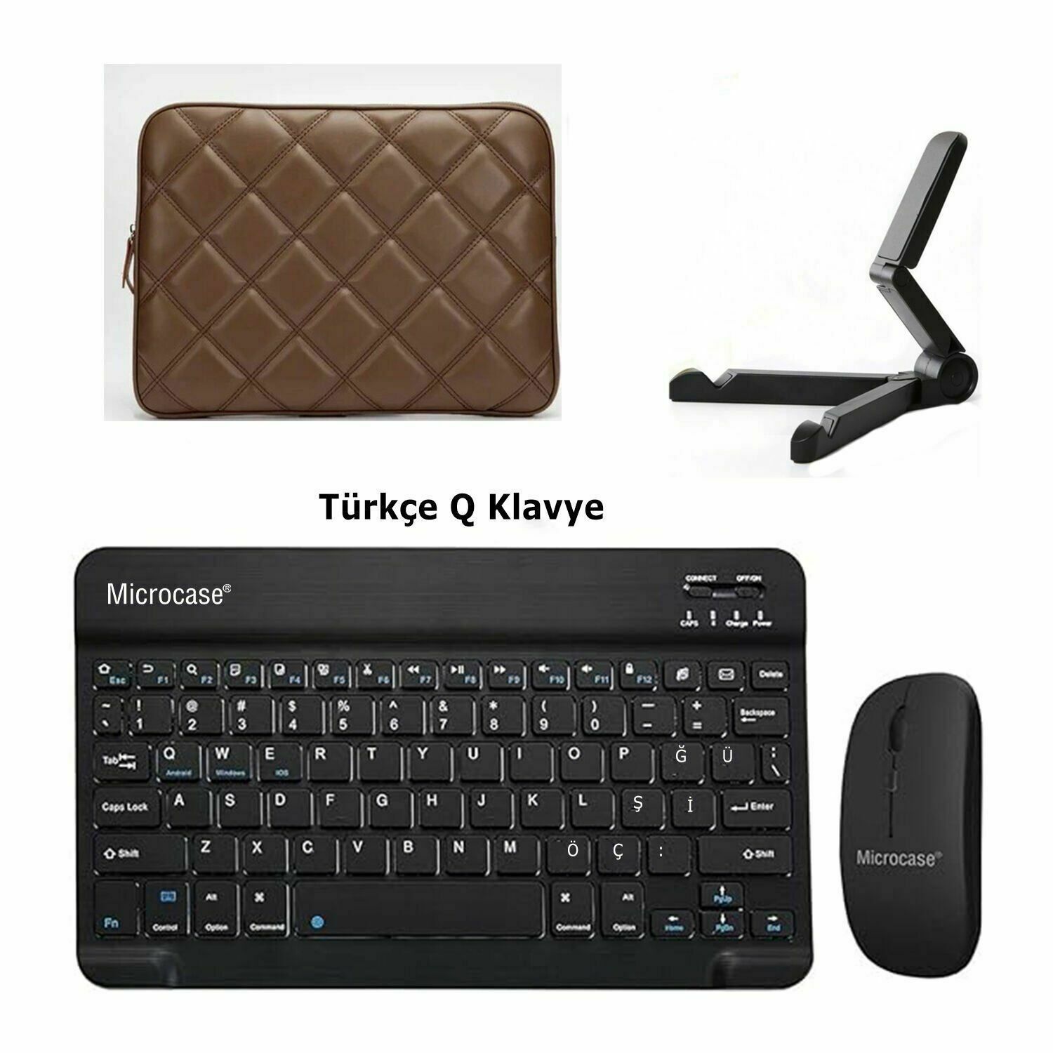 Microcase Honor Pad 8 12 inch  Tablet Çanta+Türkçe Bluetooth Klavye+Mouse+Tablet Standı-AL8124