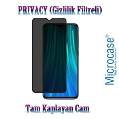 Microcase Xiaomi Redmi Note 8 Pro Privacy Gizlilik Filtreli Tam Kaplayan Tempered Cam - Siyah